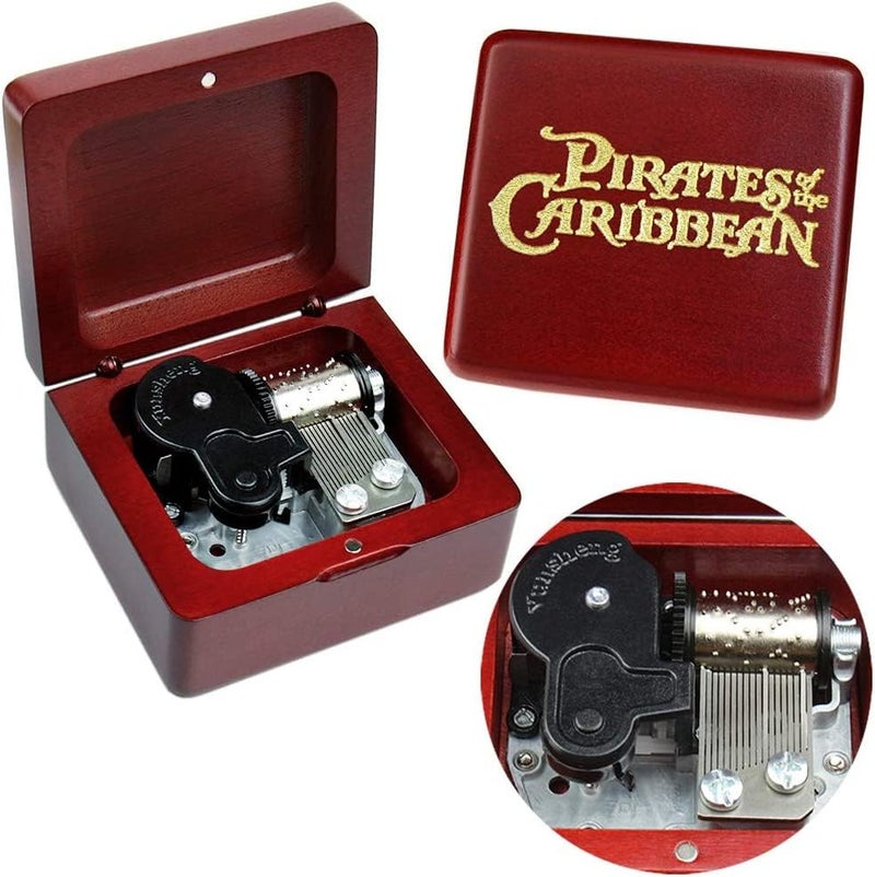 Sinzyo Davy Jones Music Box Vintage Musical Boxs Gift For Birthday Valentine's Day Christmas Day(Wine Red Box) - Image 1